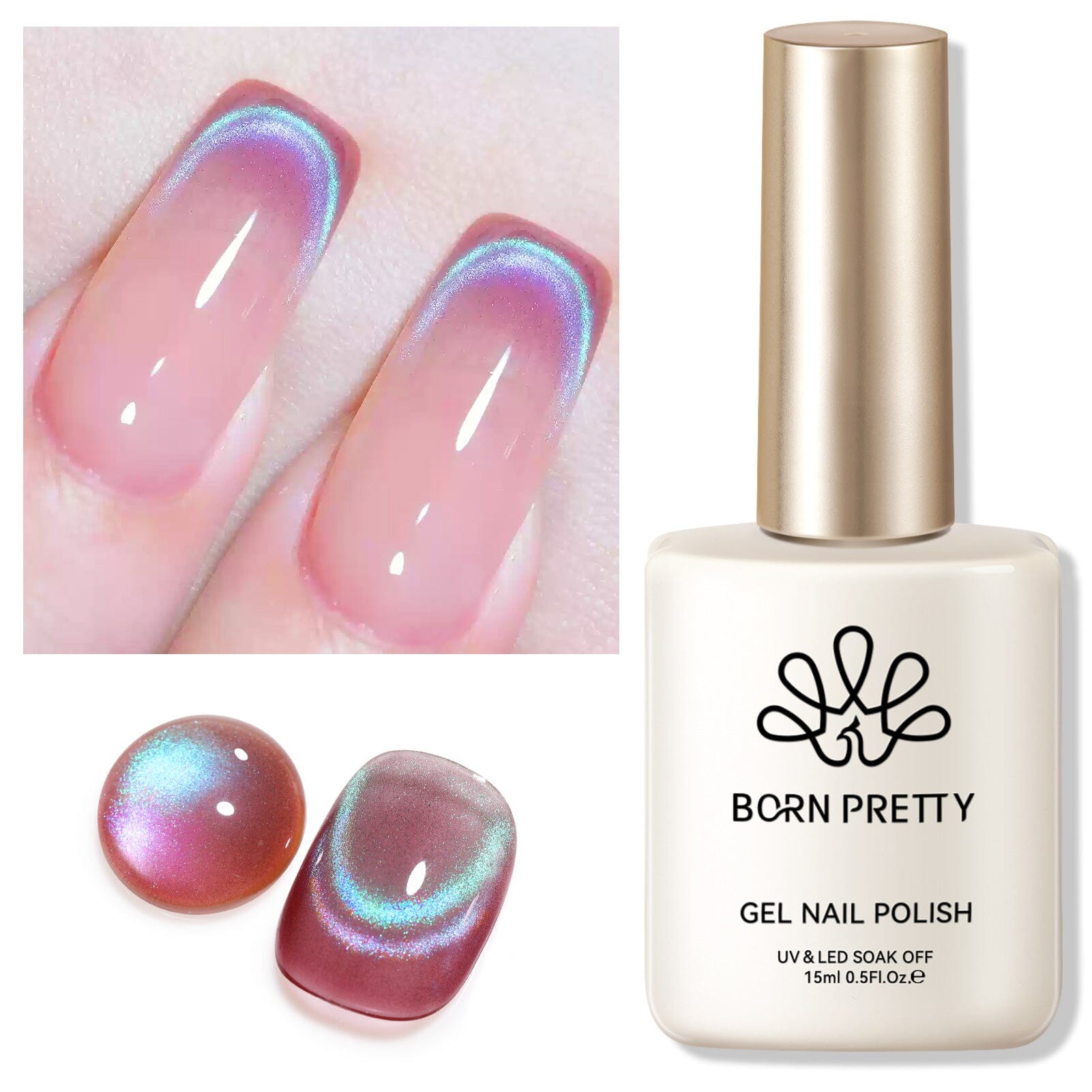 Brown Green Cat Magnetic Gel Polish MY135 Firefly 15ml Gel Nail Polish BORN PRETTY 