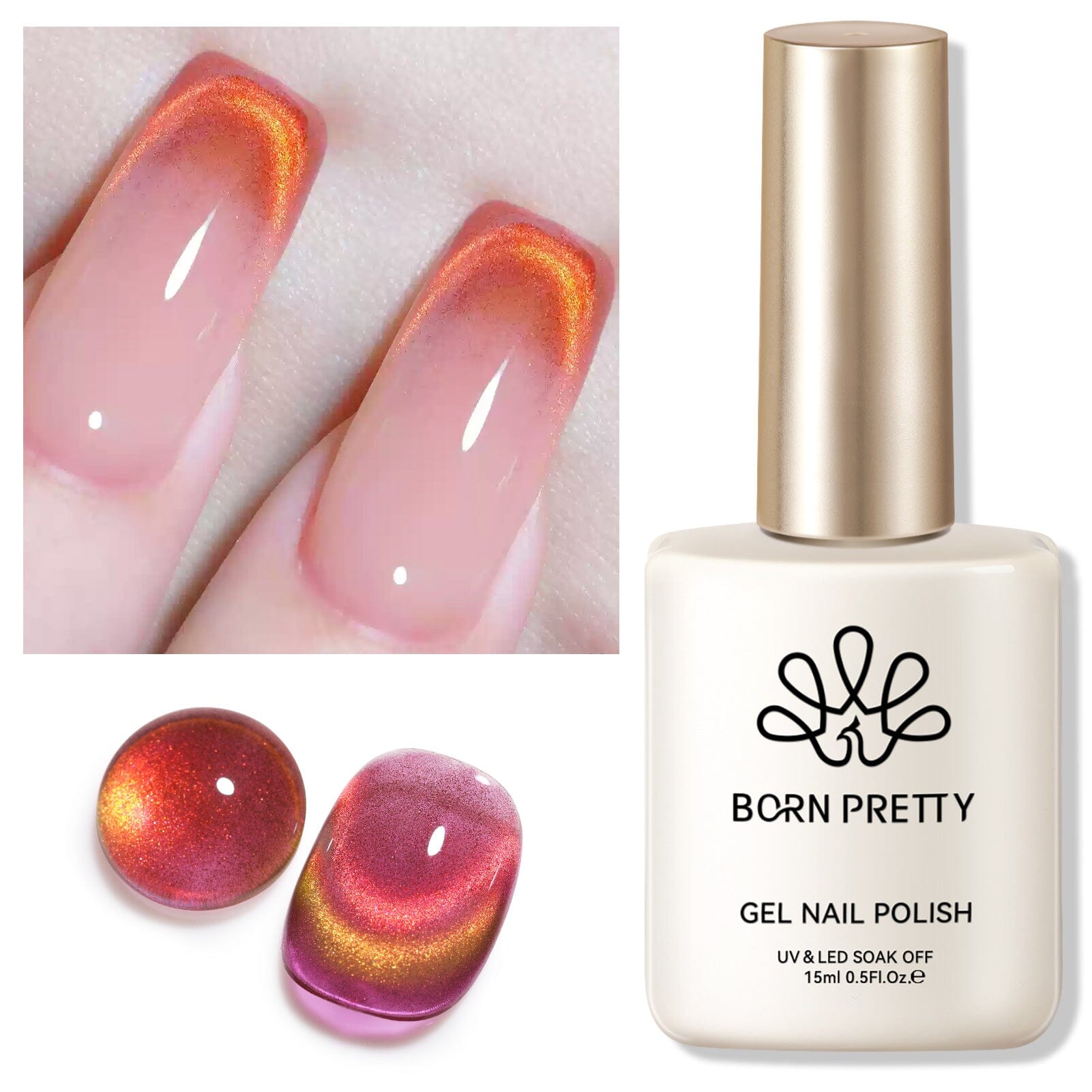 Red Yellow Cat Magnetic Gel Polish MY138 Firefly 15ml Gel Nail Polish BORN PRETTY 