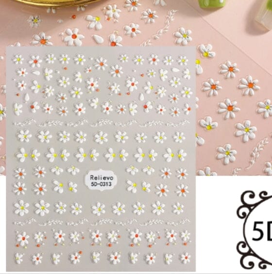 5D Embossed Flowers Nail Sticker 5D-0313 Clearance No Brand 
