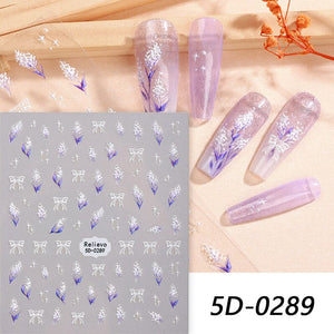 5D Embossed Flowers Nail Sticker Nail Sticker No Brand 04 