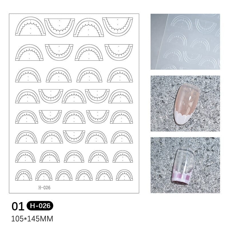 Clear Lace French 3D Nail Stickers H-026 Nail Sticker No Brand 