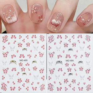 Pink Flowers Butterfly 3D Nail Sticker MO-499 Nail Sticker No Brand 