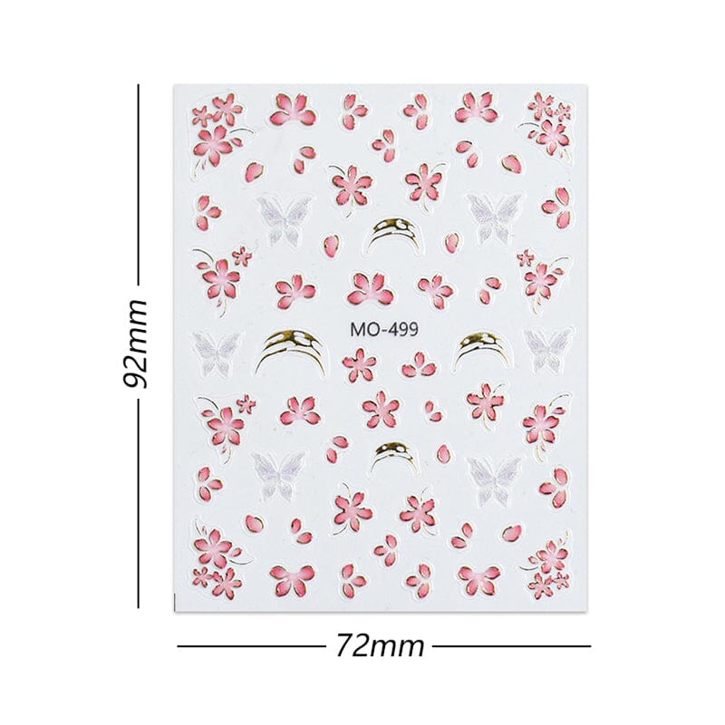 Pink Flowers Butterfly 3D Nail Sticker MO-499 Nail Sticker No Brand 