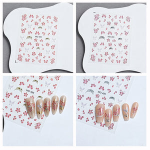 Pink Flowers Butterfly 3D Nail Sticker MO-499 Nail Sticker No Brand 