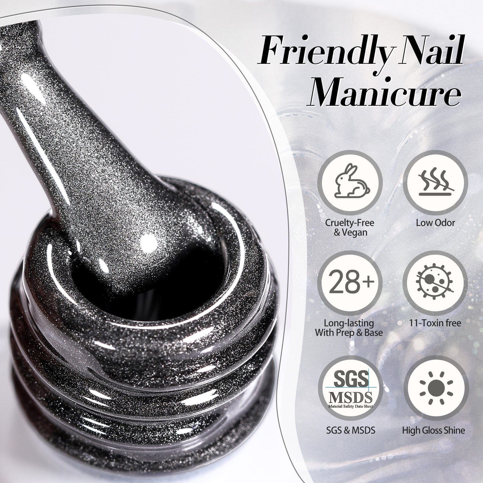 Black Cat Magnetic Gel Polish MY248 Black Pearl 15ml Gel Nail Polish BORN PRETTY 