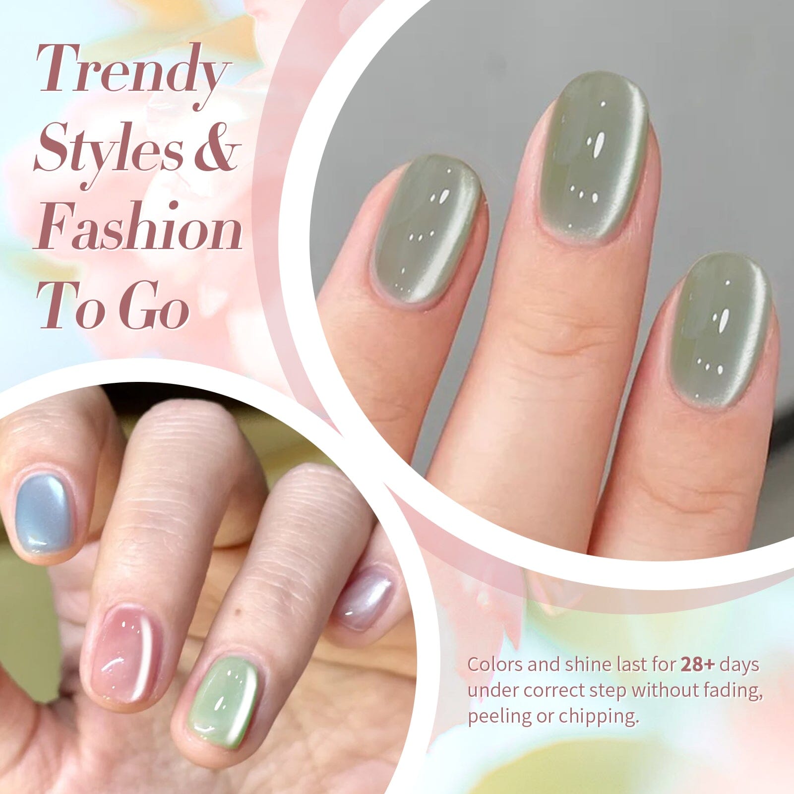 6 Colors Water Light Cat Magnetic Gel Polish Set M38 Chance 7ml Gel Nail Polish BORN PRETTY 