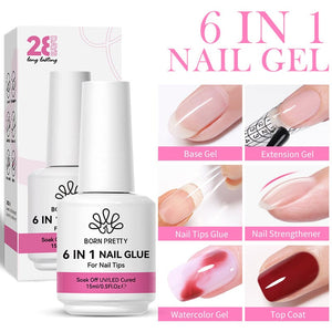 6 in 1 Nail Glue Gel 15ml Gel Nail Polish BORN PRETTY 