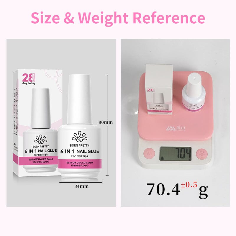 6 in 1 Nail Glue Gel Polish 15ml Base & Top Coat BORN PRETTY 