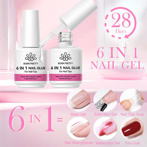 6 in 1 Nail Glue Gel Polish 15ml Base & Top Coat BORN PRETTY 