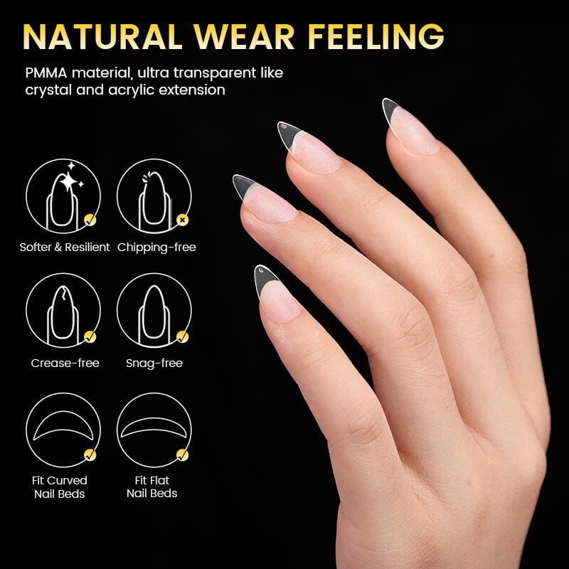 300pcs 15 Sizes Almond False Nail Tips Full Cover Half Matte Nails Nail Tips BORN PRETTY 