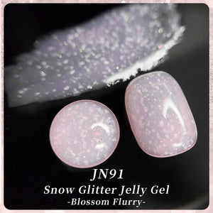 Pink Snow Glitter Jelly Gel Polish JN91 Blossom Flurry 10ml Gel Nail Polish BORN PRETTY 