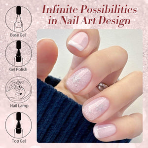 Pink Snow Glitter Jelly Gel Polish JN91 Blossom Flurry 10ml Gel Nail Polish BORN PRETTY 