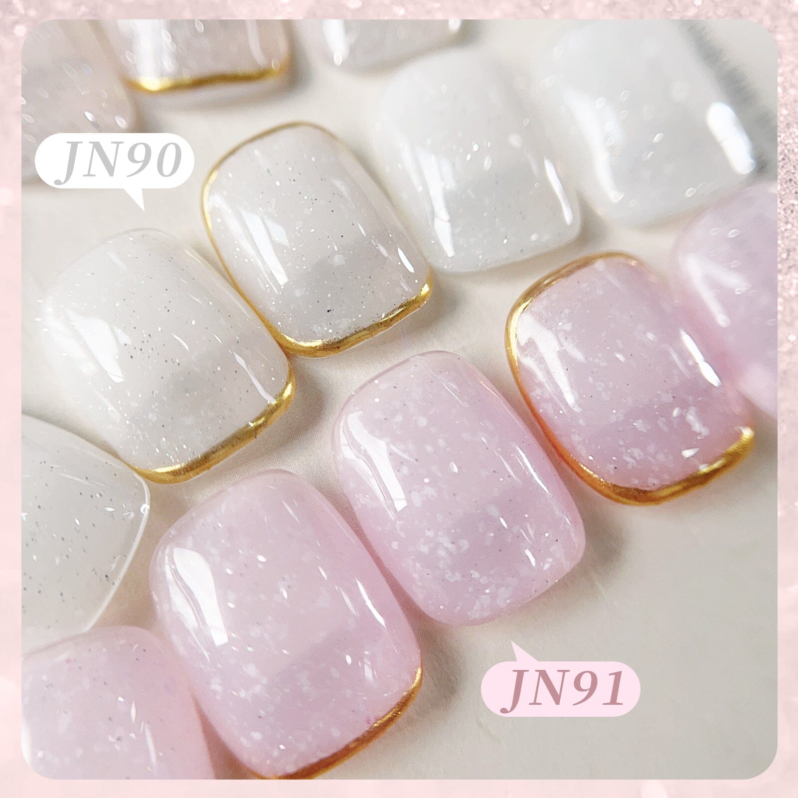 Pink Snow Glitter Jelly Gel Polish JN91 Blossom Flurry 10ml Gel Nail Polish BORN PRETTY 