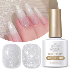 White Reflective Glitter Gel Polish SZ12 Milky Melee 10ml Gel Nail Polish BORN PRETTY 