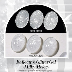 White Reflective Glitter Gel Polish SZ12 Milky Melee 10ml Gel Nail Polish BORN PRETTY 