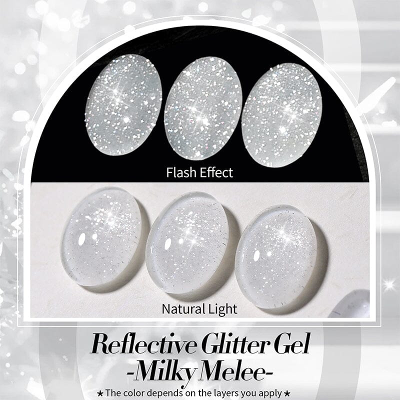 White Reflective Glitter Gel Polish SZ12 Milky Melee 10ml Gel Nail Polish BORN PRETTY 