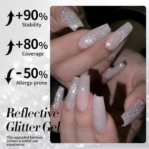 White Reflective Glitter Gel Polish SZ12 Milky Melee 10ml Gel Nail Polish BORN PRETTY 