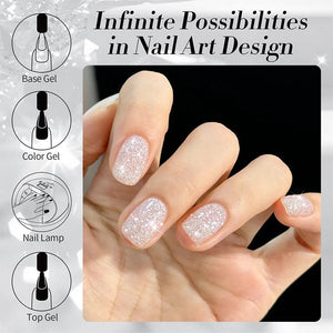 White Reflective Glitter Gel Polish SZ12 Milky Melee 10ml Gel Nail Polish BORN PRETTY 