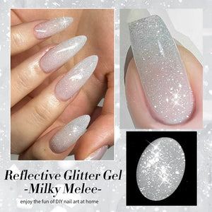 White Reflective Glitter Gel Polish SZ12 Milky Melee 10ml Gel Nail Polish BORN PRETTY 