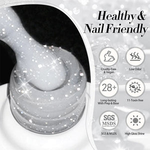 White Reflective Glitter Gel Polish SZ12 Milky Melee 10ml Gel Nail Polish BORN PRETTY 