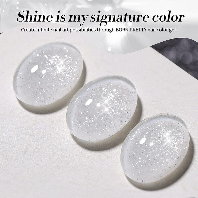 White Reflective Glitter Gel Polish SZ12 Milky Melee 10ml Gel Nail Polish BORN PRETTY 