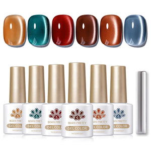 6 Colors Glass Cat Magnetic Gel Polish Set M41 Black Orchid 7ml Gel Nail Polish BORN PRETTY 