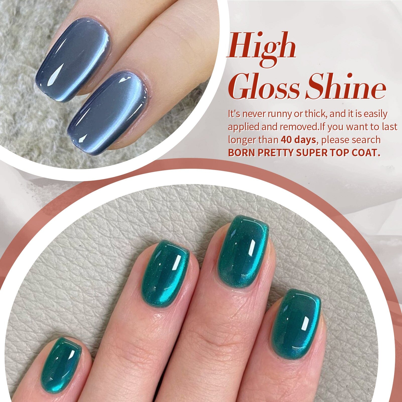 6 Colors Glass Cat Magnetic Gel Polish Set M41 Black Orchid 7ml Gel Nail Polish BORN PRETTY 