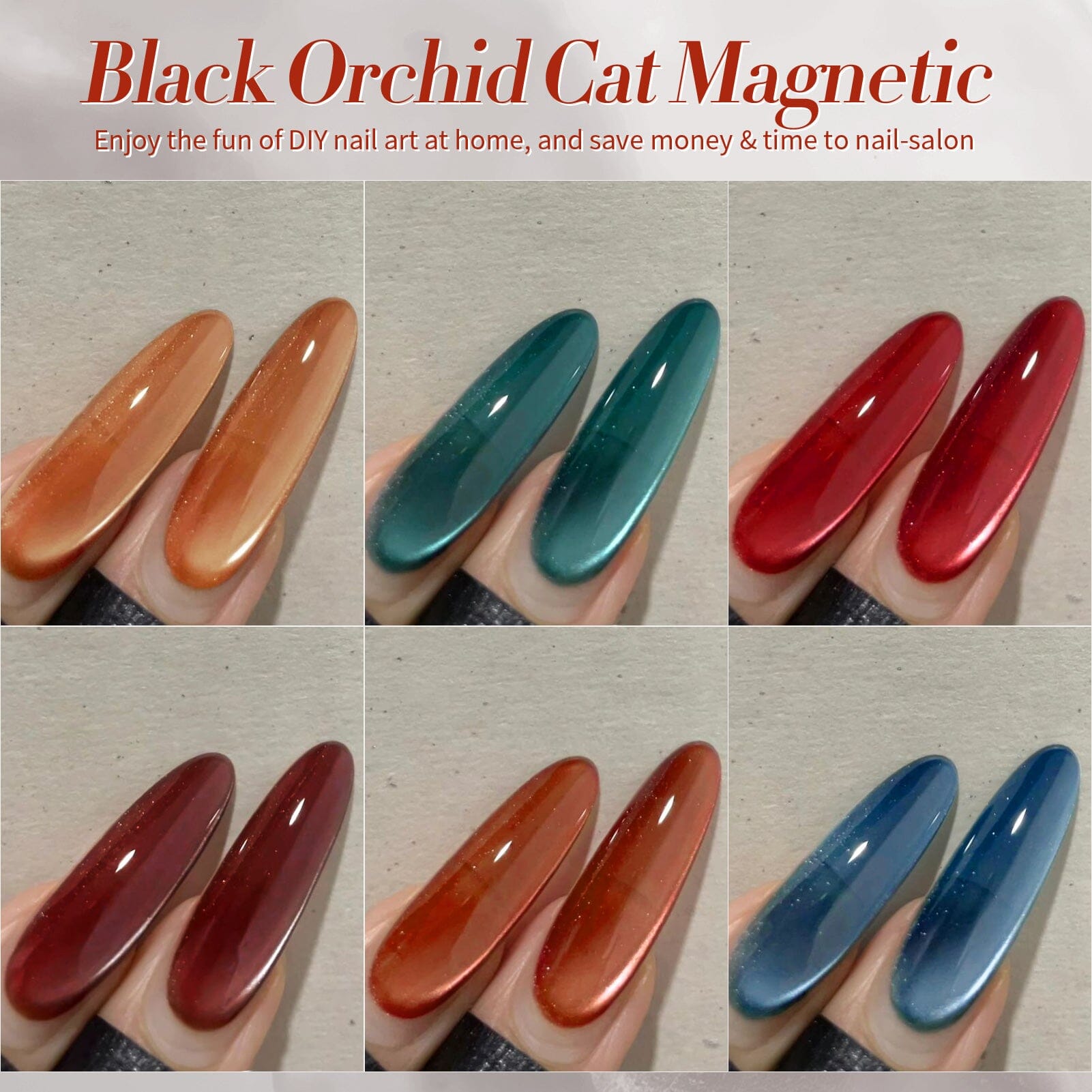 6 Colors Glass Cat Magnetic Gel Polish Set M41 Black Orchid 7ml Gel Nail Polish BORN PRETTY 