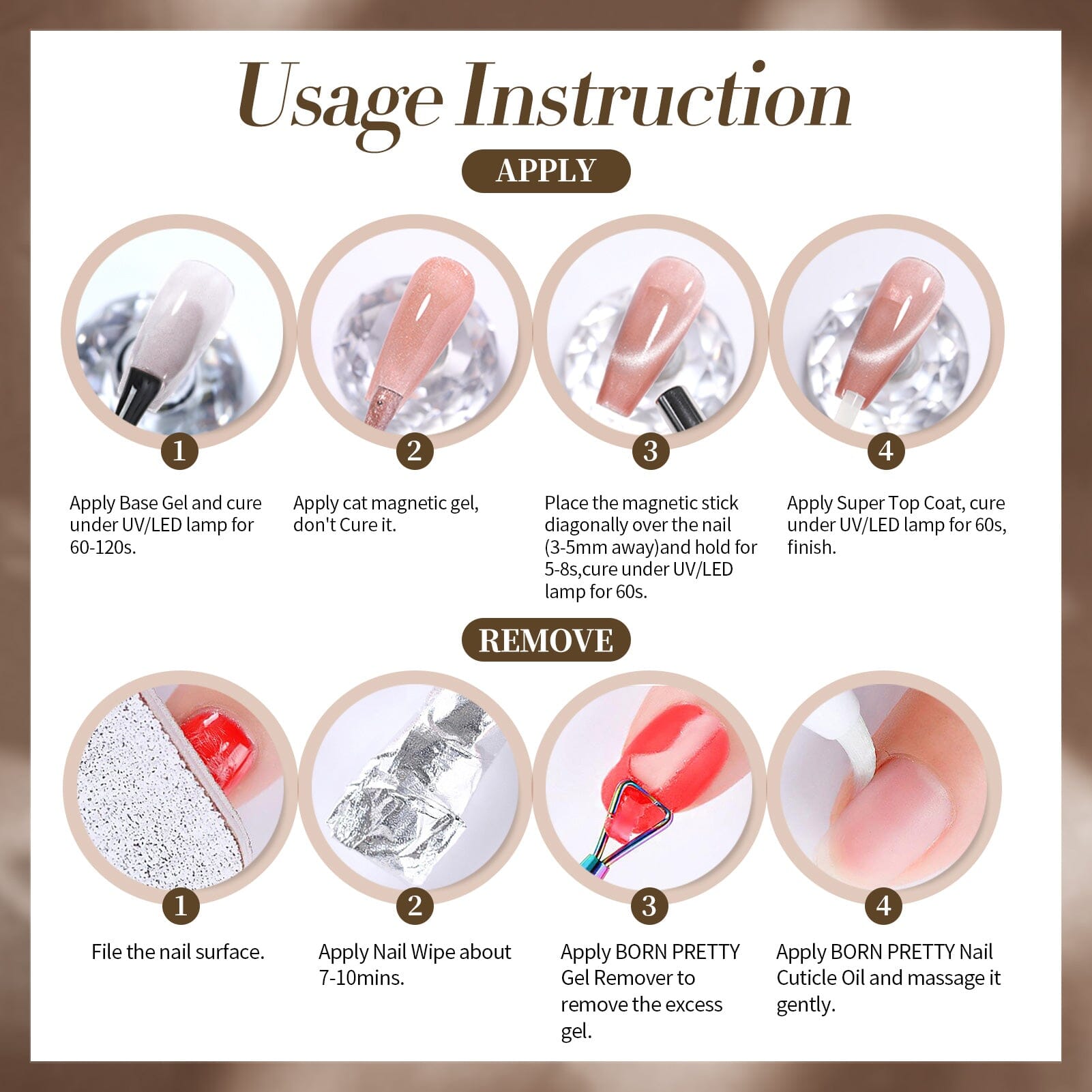 6 Colors Dark Glass Cat Magnetic Gel Polish Set M42 Sauvage 7ml Gel Nail Polish BORN PRETTY 