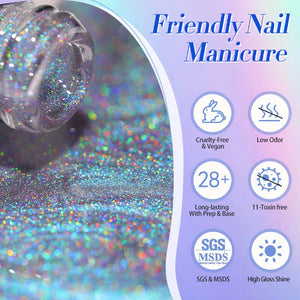 Blue Purple Holo Cat Magnetic Gel Polish MY122 Midnight 10ml Gel Nail Polish BORN PRETTY 