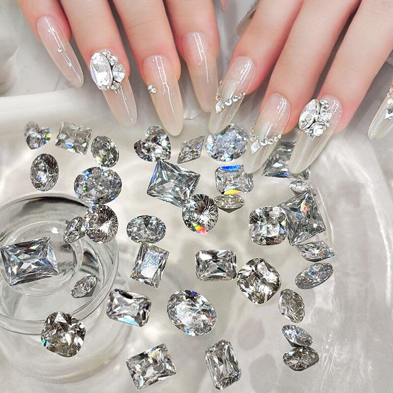 Geometric Crystal Love Heart Rhinestone Nail Decoration Nail Decoration No Brand 