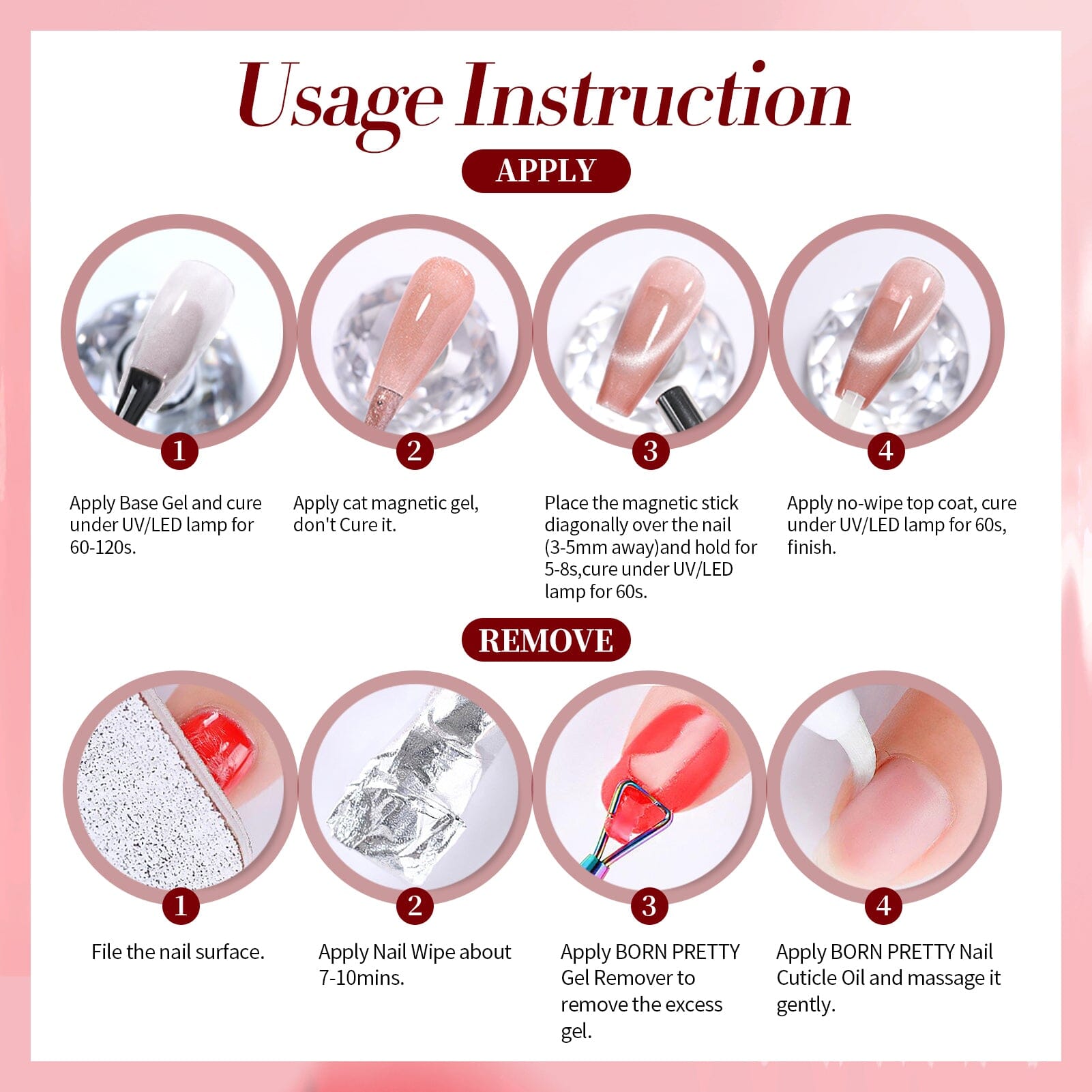 Red Pearl Cat Magnetic Gel Polish 15ml Gel Nail Polish BORN PRETTY 