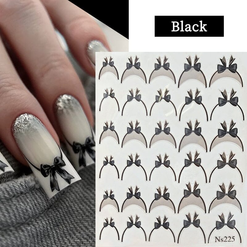 French Bowknot 3D Nail Sticker NS225 Nail Sticker No Brand Black 