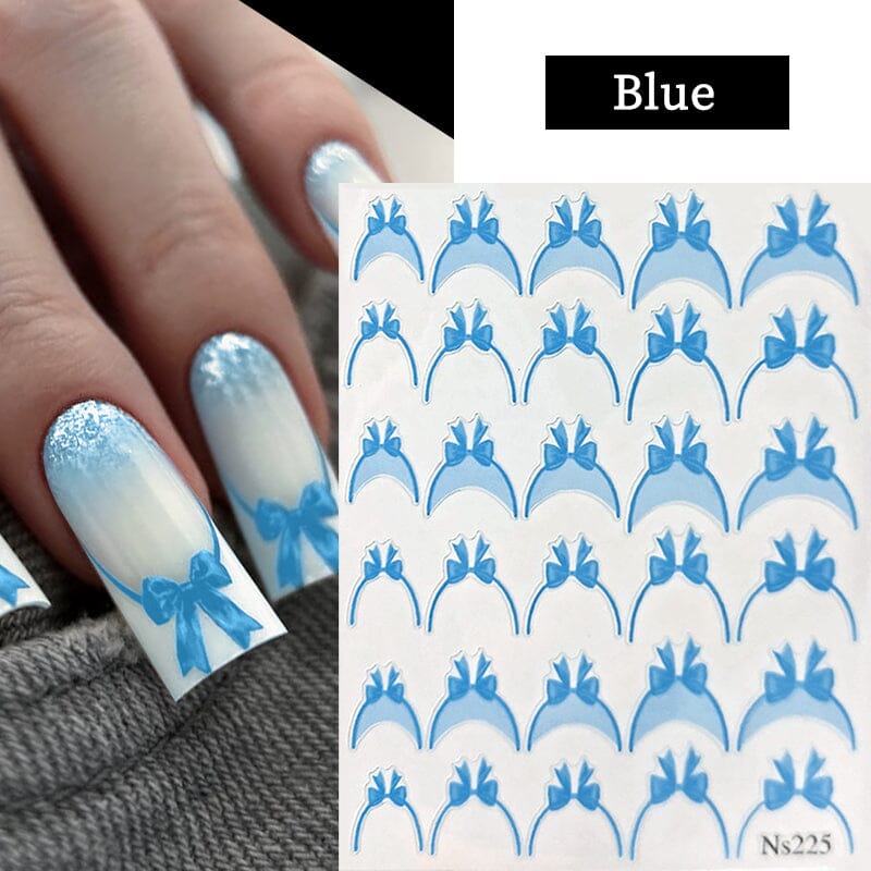 French Bowknot 3D Nail Sticker NS225 Nail Sticker No Brand Blue 