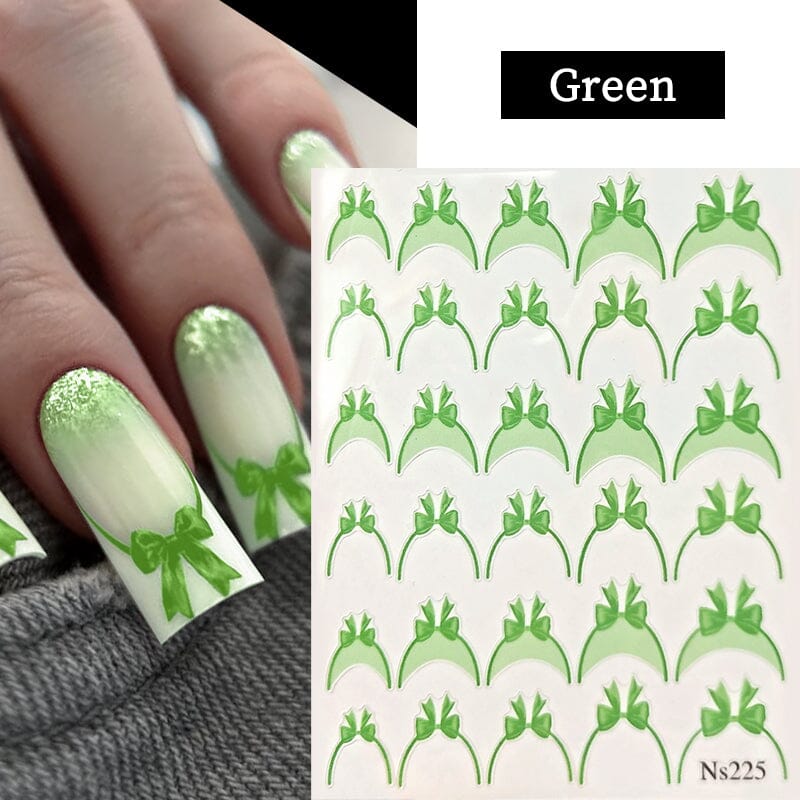French Bowknot 3D Nail Sticker NS225 Nail Sticker No Brand Green 