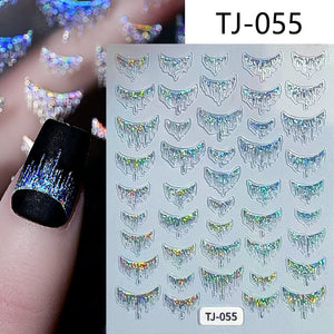 Gold Silver Tassels French 3D Nail Sticker Nail Decoration No Brand TJ-055 