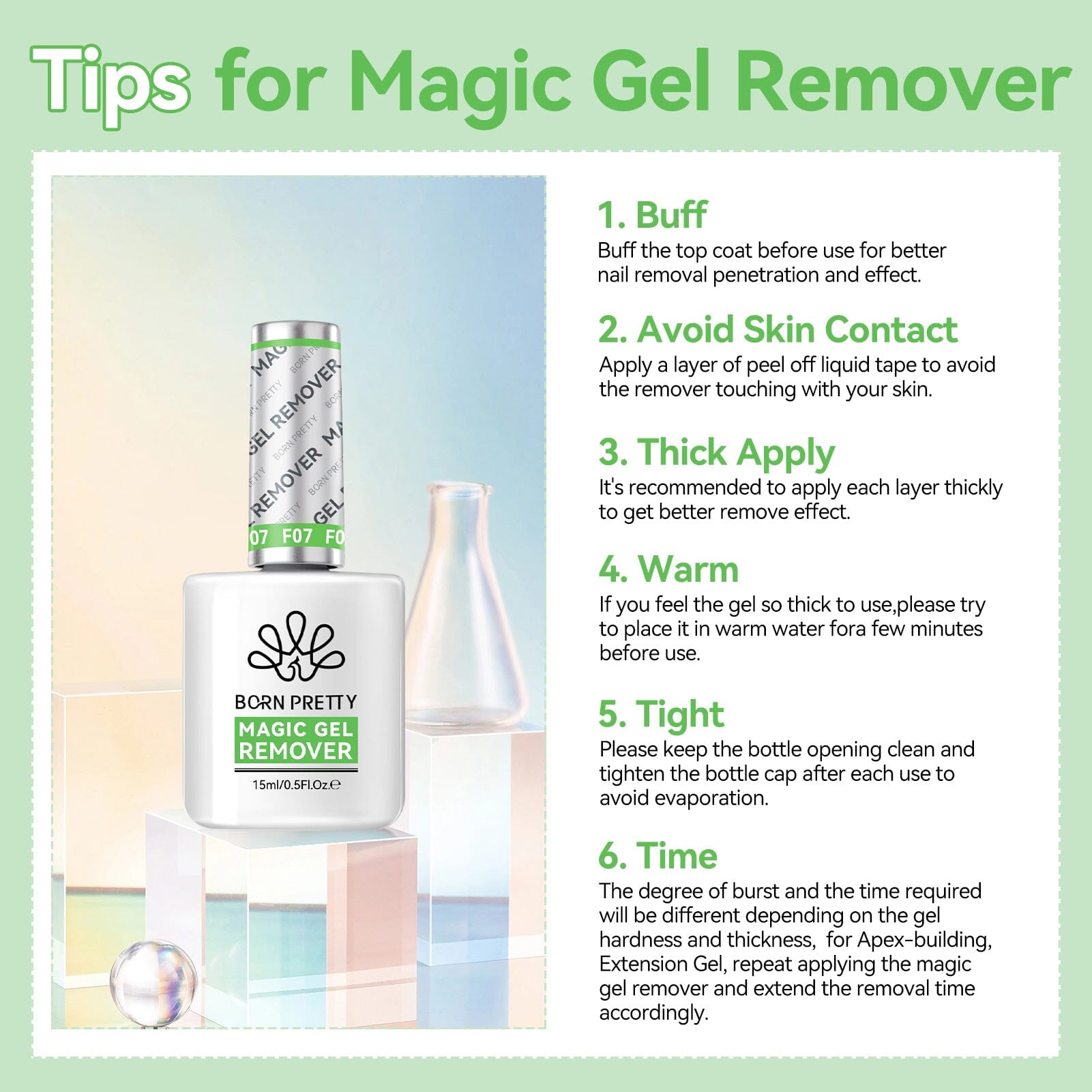 3pcs Set Magic Gel Remover New Upgrade Acetone-Free Tools Kit Gel Nail Polish BORN PRETTY 