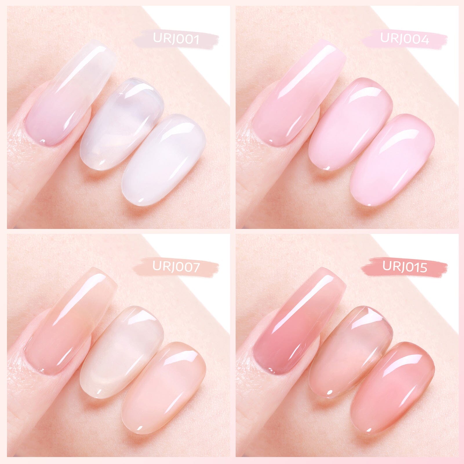 4 Colors Jelly Gel Set #2 Sheer Petal 15ml Gel Nail Polish UR SUGAR 