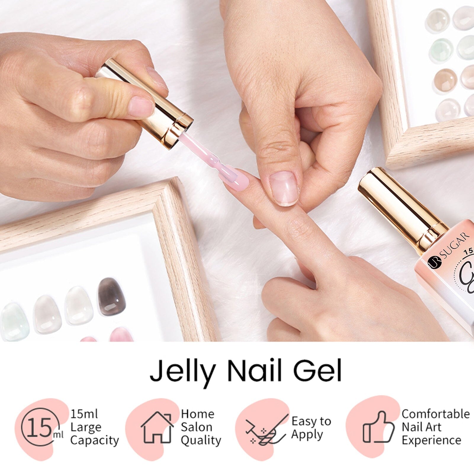 4 Colors Jelly Gel Set #2 Sheer Petal 15ml Gel Nail Polish UR SUGAR 