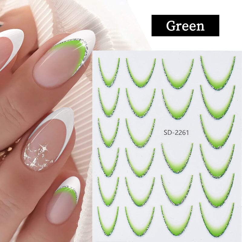 French Gradient Line 3D Nail Sticker SD2261-2272 Nail Sticker No Brand Green 
