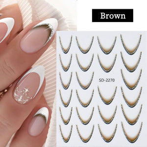 French Gradient Line 3D Nail Sticker SD2261-2272 Nail Sticker No Brand Brown 