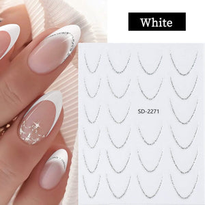 French Gradient Line 3D Nail Sticker SD2261-2272 Nail Sticker No Brand White 