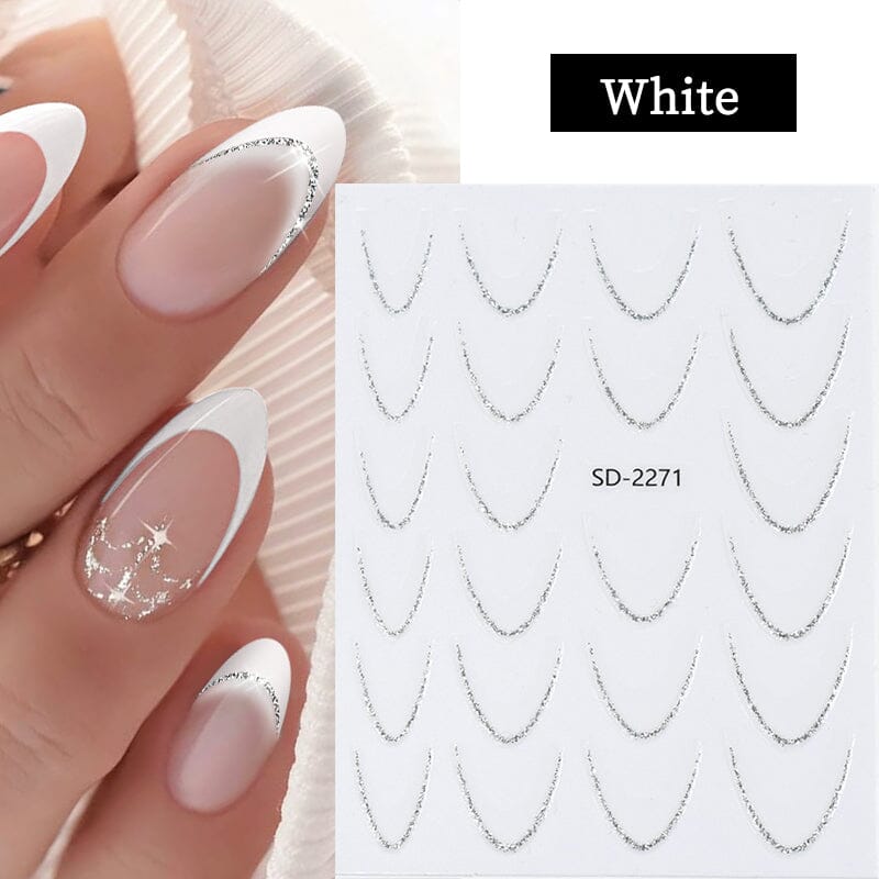 French Gradient Line 3D Nail Sticker SD2261-2272 Nail Sticker No Brand White 