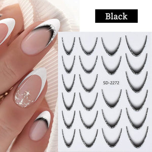 French Gradient Line 3D Nail Sticker SD2261-2272 Nail Sticker No Brand Black 