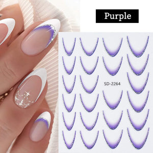 French Gradient Line 3D Nail Sticker SD2261-2272 Nail Sticker No Brand Purple 