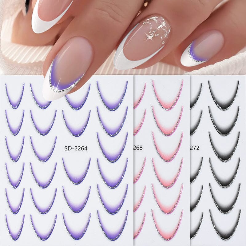 French Gradient Line 3D Nail Sticker SD2261-2272 Nail Sticker No Brand 