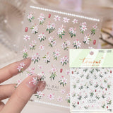 Spring Pink White Lily Flowers 5D Nail Sticker Nail Sticker No Brand 03 