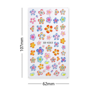 5D Elegant Pink Lily Embossed Nail Sticker Nail Sticker No Brand 