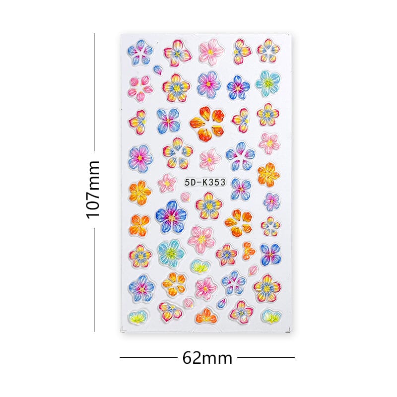5D Elegant Pink Lily Embossed Nail Sticker Nail Sticker No Brand 