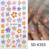 5D Elegant Pink Lily Embossed Nail Sticker Nail Sticker No Brand 02 